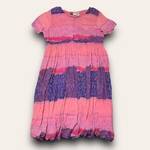 Vintage Abstract Cotton Maxi Dress Plus Size 2x Rosey Tomato Cottagecore Fairy